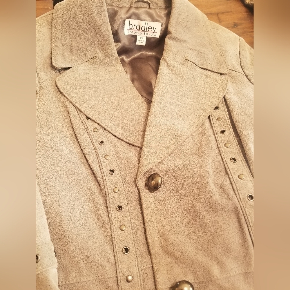 Bradley 100% Leather Blazer Style Jacket XS Gray. - Picture 5 of 5